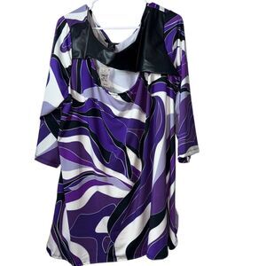 Ashley Stewart Plus Size‎ 26 Multicolor Geometric Tunic Top V-Neck